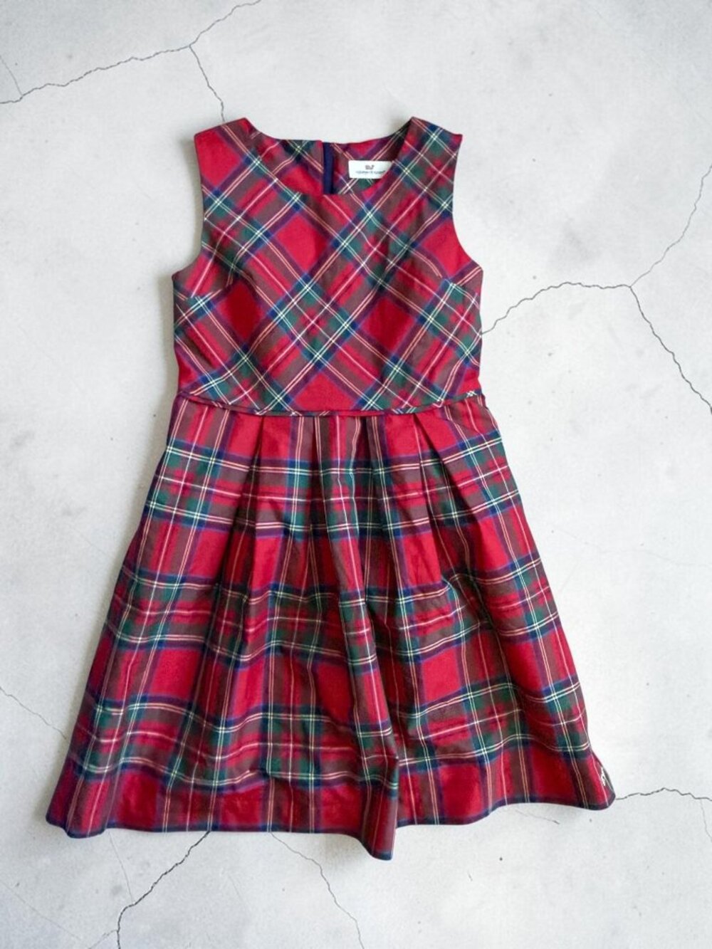 VINEYARD VINES Girls Red Holiday Plaid Dress Size 12